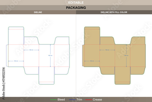 Tuck top gift box dieline structured in vector design smooth printing workflow and reinforced packaging panels with precise die line cuts for elegant gift presentation