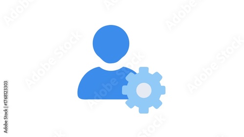 Flat icon of user settings on a White Background