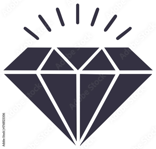 Sparkling dark diamond icon symbolizing luxury, preciousness, and elegance