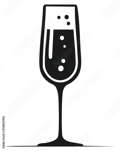 Champagne glass silhouette icon graphic for celebration or toast design
