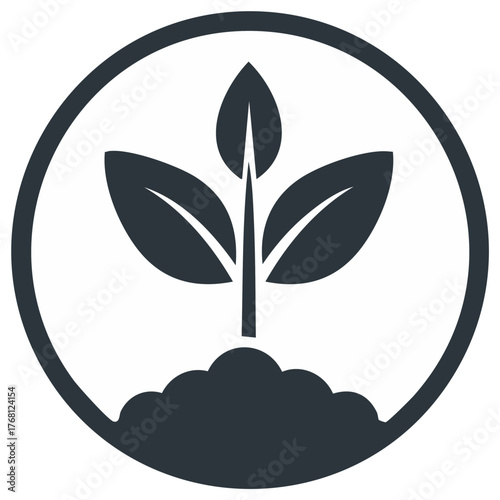 Plant sprout growing in soil, eco friendly concept icon in a circle