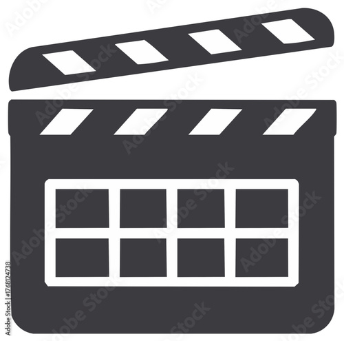 Film slate icon for movie production. Vector cinema clapperboard sign and filmmaking industry symbol