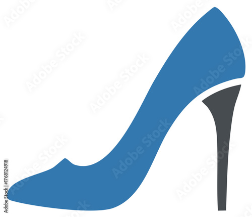 Elegant High Heel Shoe Illustration Classic Style Fashion Footwear Accessory Royal Blue and Dark Gray