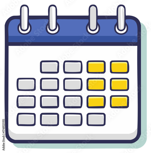 Calendar illustration with selected dates; planning and reminders on a monthly organizer for schedule and events management tool