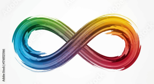Colorful brush stroke infinity symbol on clean white backdrop illustrating the endless possibilities