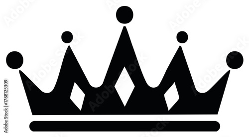Black and white crown icon representing royalty, emblem, or decoration