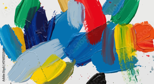 Dynamic strokes of vibrant colors merging together in abstract expressive paint texture
