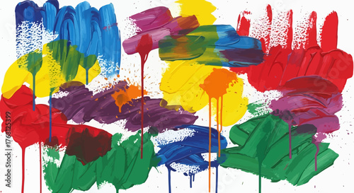 Vibrant array of abstract brushstrokes and dripping paint creating a lively and dynamic composition