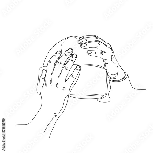 Hands rubbing wool hat symbolizing warmth and seasonal care