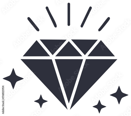 Shiny Diamond Icon with Sparkle Elements