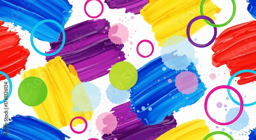 Vibrant strokes and playful circles a dynamic burst of colors for artistic expressions