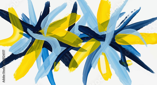 Dynamic brushstrokes create abstract burst of color on white backdrop, vibrant art