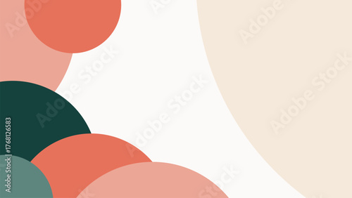 Modern abstract layout with layered semicircles in warm and cool tones, perfect for branding, packaging, or editorial design with geometric flair.