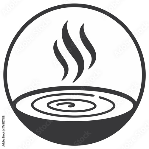 Bowl with Steam, Minimalist Illustration for Healthy Soup or Hot Beverage