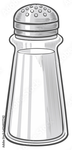 Classic glass salt shaker illustration in a hand drawn vintage style