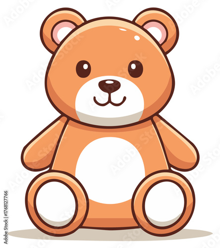 Cute cartoon teddy bear illustration with happy expression