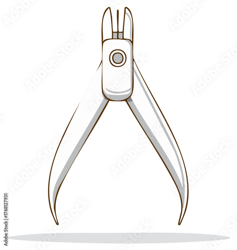 Vector illustration of a professional metal cuticle nipper for manicure and nail care