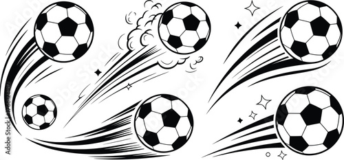 Flying Soccer Ball Vector Illustration.