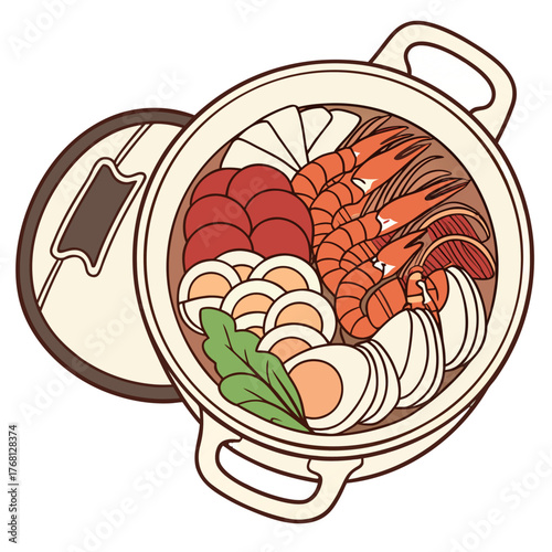 Chinese Poon Choi Festival Feast Vector. Perfect for: Celebration posters, banquet menu illustration