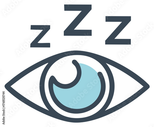Sleeping eye with ZZZs vector icon illustration, sleep symbol concept