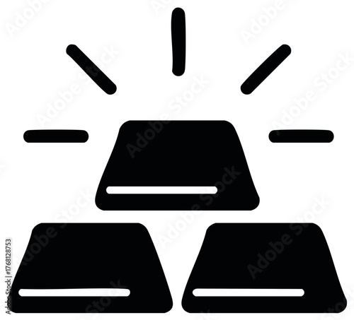 Gold bars with shine icon, gold bullion symbol