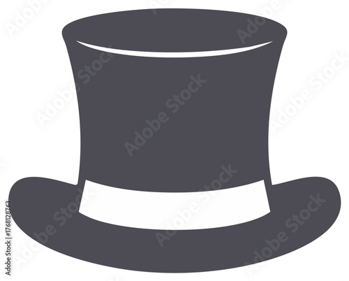 Elegant top hat silhouette, isolated, formal headwear design.