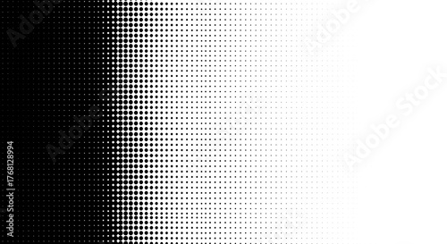 Halftone Gradient Transition - Black to White Pixelated Fade.
