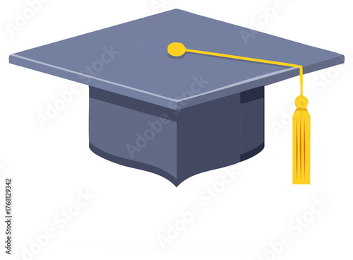 Academic graduation cap or mortarboard with a golden tassel vector illustration
