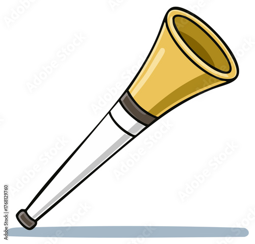 Vuvuzela horn cartoon illustration golden yellow and white