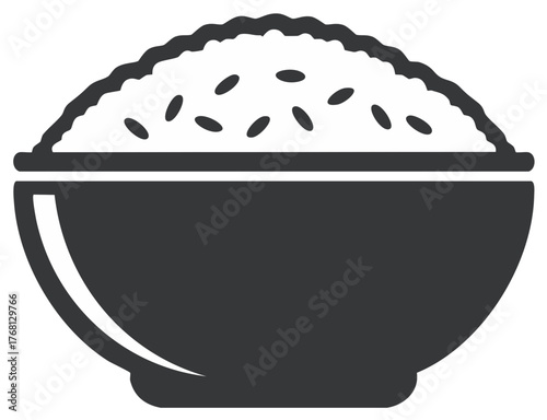 Steaming Rice Bowl Simple Design Food Illustration Meal Grain Carbs Eat