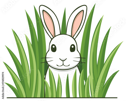 Cartoon Bunny in Green Grass