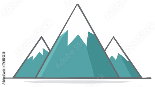 Stylized mountains summits covered in snow vector illustration, outdoor adventure