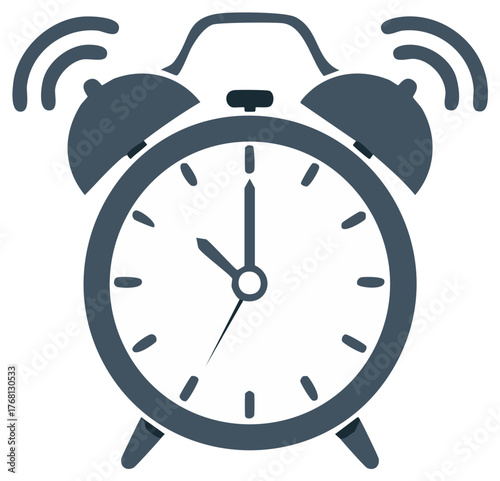 Ringing Clock with Retro Look Depicts Time Passing and Deadline Reminders in Minimalistic Vector