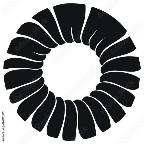 Bold monochrome abstract circular segmented element for modern design concepts vector illustration