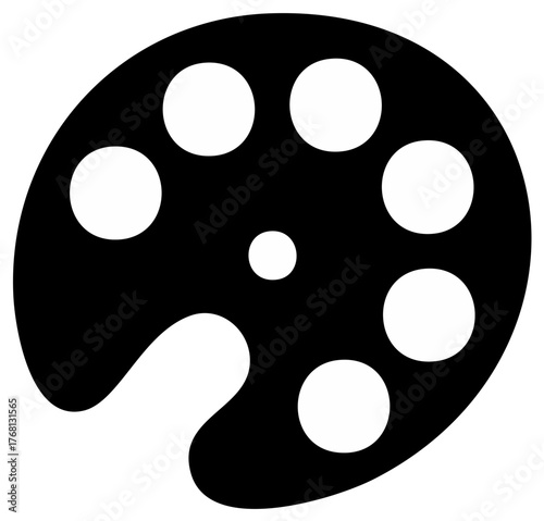 Artistic Palette Silhouette with Paint Colors, Creative Design Element for Painting