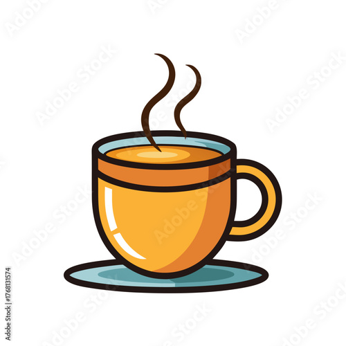 A cup of steaming masala tea in yellow colors