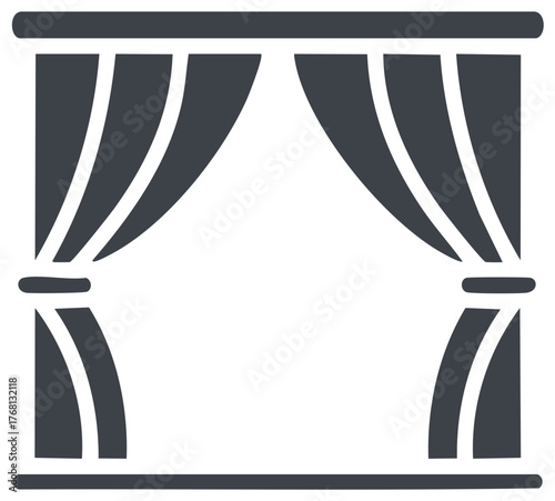 Drapes hanging from a curtain rod in an open theater stage design