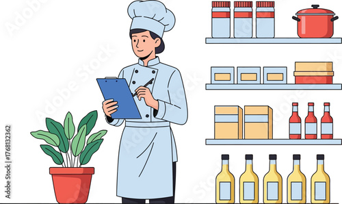 Chef inventory management restaurant supplies kitchen checklist art editable stock