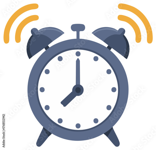 Classic Alarm Clock Rings Loudly Indicating Morning Wake-Up Time