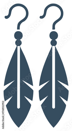 Illustration of two decorative feather earrings on a white background, symbol of beauty.