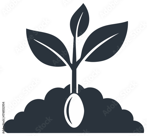 Seedling sprouts from seed in fertile soil illustration symbolizes plant life beginnings growth and agriculture