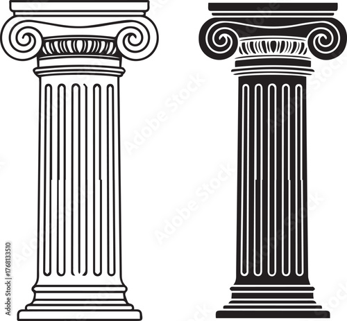 Ionic Column Outline and Silhouette architecture classical