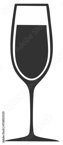 Stylized Icon of Champagne Glass with Liquid, Celebration Symbol