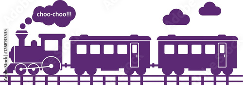 Purple train vector illustration for kids transportation concept editable stock