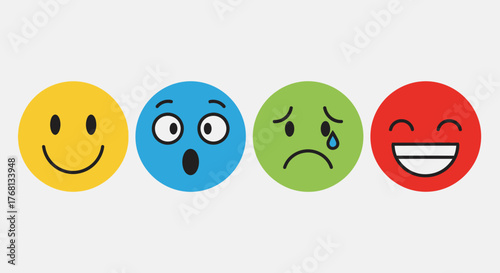 Expressing diverse emotional states through vibrant colorful emoji icons display a range of human