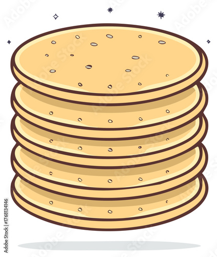 Cartoon Stack of Roti Flatbread Chapati Illustration