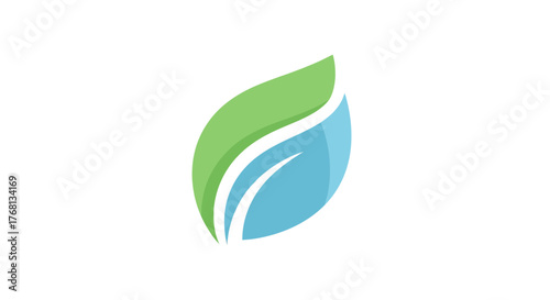 Elegant leaf vector logo featuring shades of green and blue for a fresh modern design