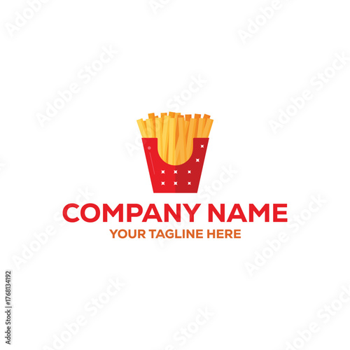 A delicious, modern vector logo featuring golden French fries in a red and white polka dot carton. Ideal for fast food, restaurant, snack, or food truck branding and design projects.