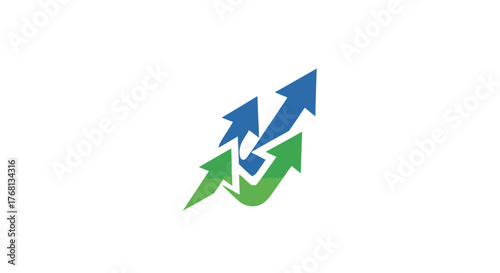 Wallpaper Mural Dynamic growth shown with stacked green and blue arrows pointing upwards, signifying upward trends Torontodigital.ca