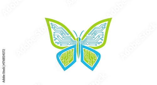 Abstract technology butterfly logo design concept for technological company